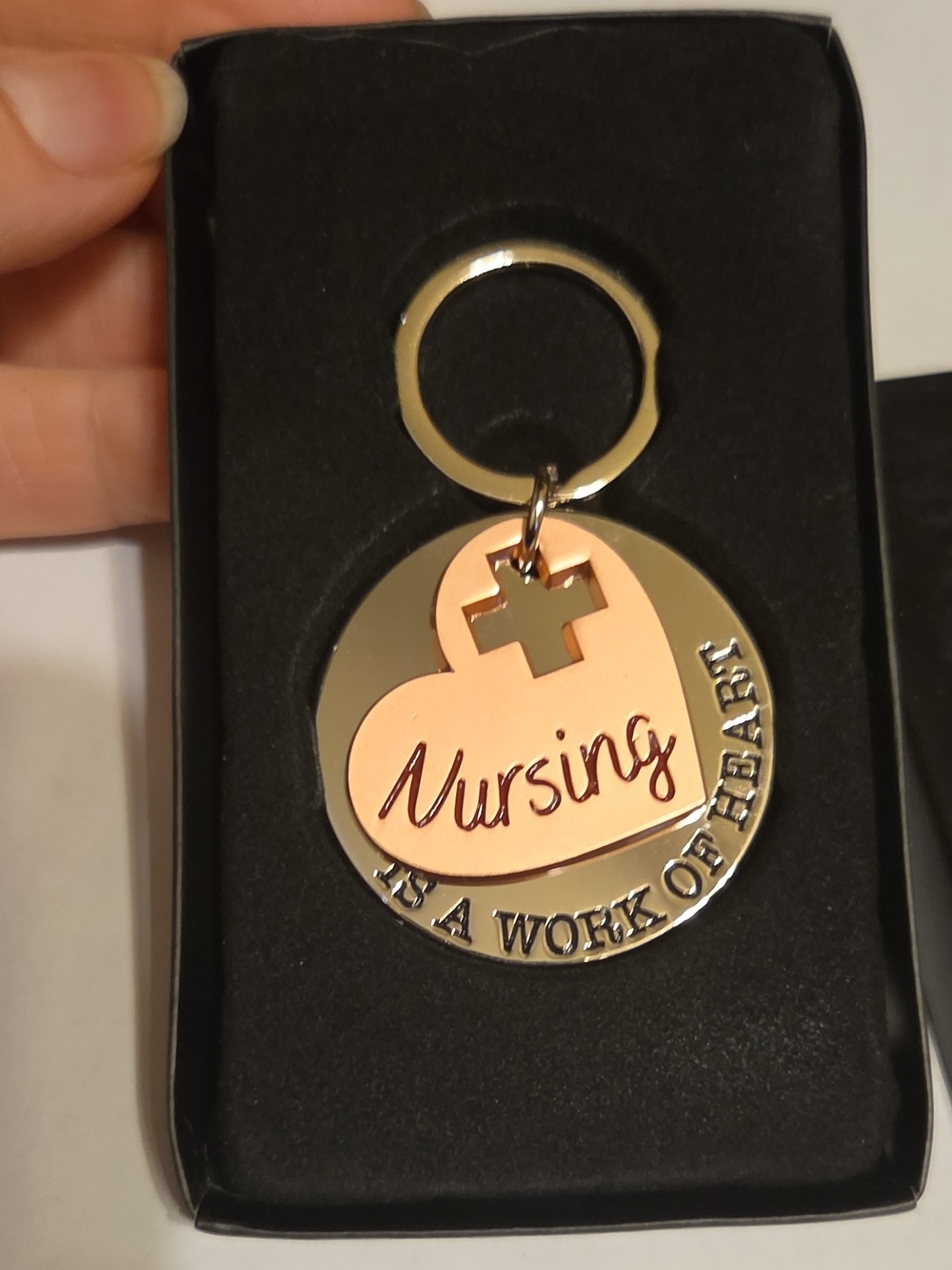 Nursing Is a Work of Heart Metal Key Ring Keychain Occupational Silver Gold